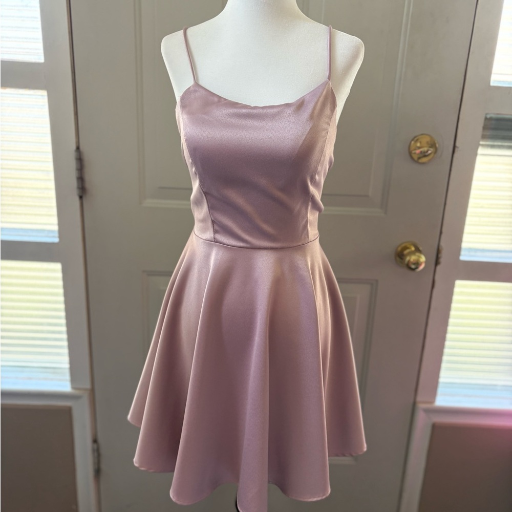 Elegant Satin Pink Dress